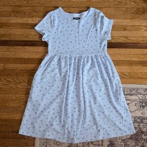 Wild Fable Blue Waffle Knit Floral Print Skater Dress Size Medium